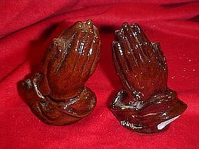 Praying hands, salt and pepper shakers set