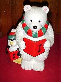 Caroling bear and penguin cookie jar, for Federated