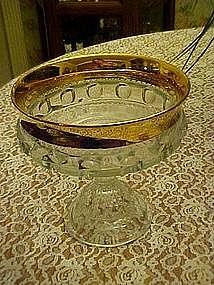 Indiana, Kings crown compote, crystal with gold rim