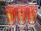 Set of 6  retro orange/ & 24 kt gold tulip glasses