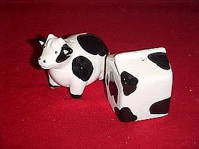 Cow and milk carton, salt and pepper shakers