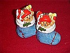 Stockings filled with toys,  salt and pepper shaker set