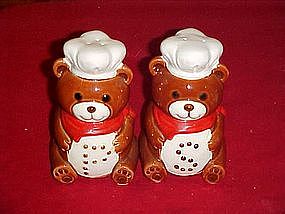 Large Teddy Bear chef ceramic salt and pepper shakers