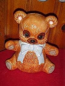 Cute little brown teddy bear, cookie jar