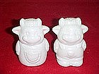Blank farmer cow salt and pepper shakers, white china