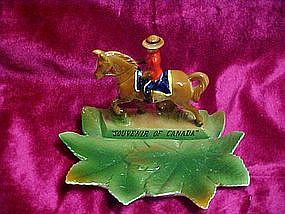 Napco Canadian Mountie on a horse ashtray, souvenir