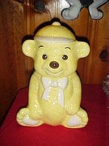 Treasure Craft yellow bear in cap, cookie jar, BIG!