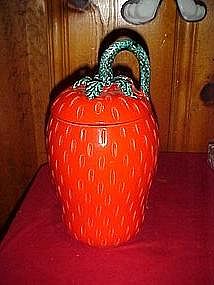 Tall strawberry cookie jar, older pottery