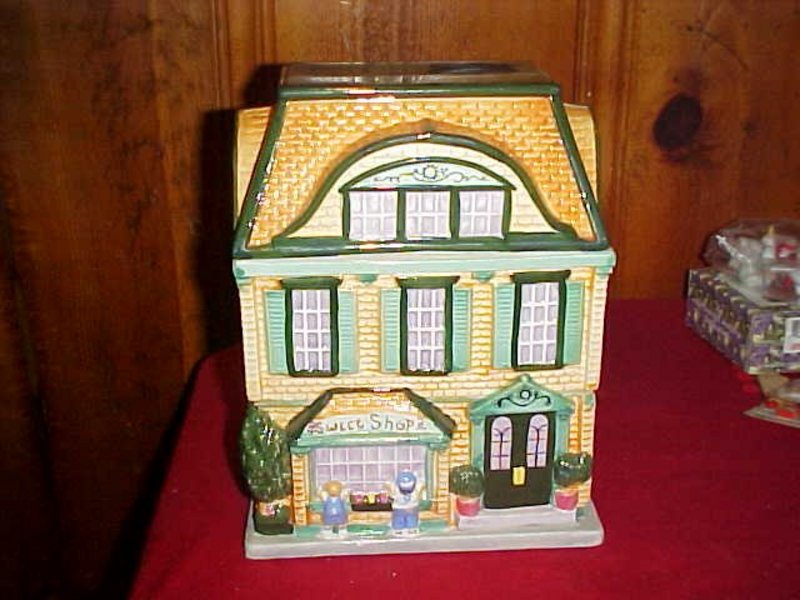 Sweet shop cottage cookie jar