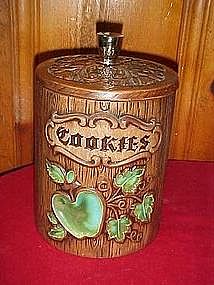 Treasure craft cookie jar cylinder, apples and leaves