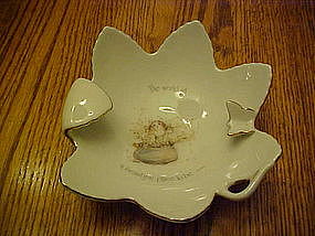 Holly Hobbie cat,  porcelain leaf dish / ashtray 1975