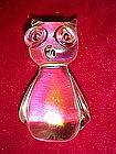 Hand blown owl paperweight, irridized