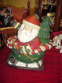 Santa Claus in sleigh cookie jar by Sakura, Debbie Mumm