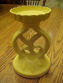 Vintage yellow pottery candle holder