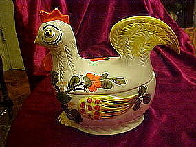 Retro 60's hen / chicken cookie jar, hand painted Italy