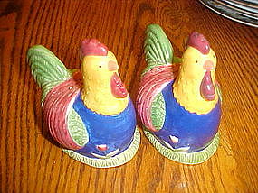 Large colorful rooster salt and pepper shakers, CIC