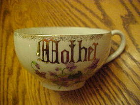 Large oversized  china "Mother" coffee cup with violets