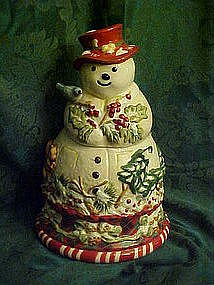 Jolly ol' Snowy cookie jar, large woodland snowman