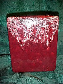 Gonder Ceramics art vase, maroon square with drip edge