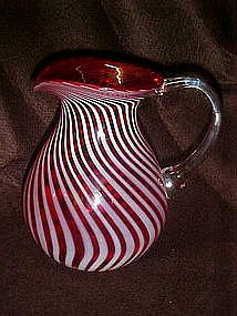 Cranberry opalescent swirl  water pitcher