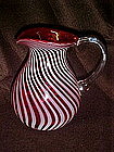 Cranberry opalescent swirl  water pitcher