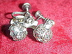 Vintage crystal rhinestone  dangle ball earrings