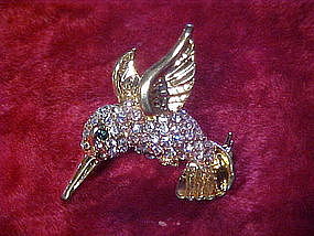 Rhinestone hummingbird pin