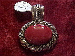 Sterling silver and coral pendant