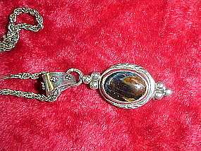 Sterling silver pendant and chain with tiger eye