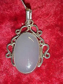 Handcrafted sterling pendant with large moonstone