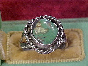 Handmade vintage sterling and turquoise  ring