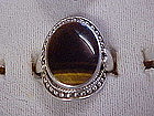 Ladies sterling silver and tiger eye ring, size 7