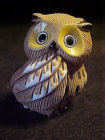 Signed owl figurine, pottery