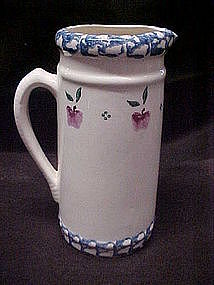 Crock Shop Apple Pitcher, blue sponge border