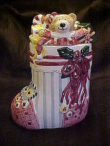 Christmas stocking  ceramic cookie jar