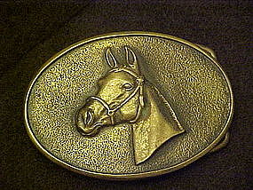 Solid brass buckle with horse head, by BTS