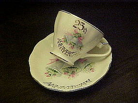 25th anniversary celebration, cup and saucer set