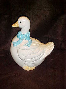 Little goose cookie jar with polka dot bow