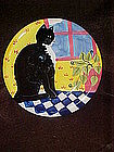 Hand painted black and white cat plate, Certified Int.