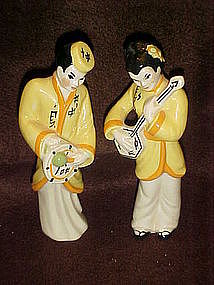 Ceramic Arts Studios Japanese pair, playing instruments