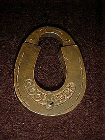 Antique Barnes Mfg  brass horseshoe lock, Good luck