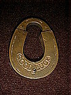 Antique Barnes Mfg  brass horseshoe lock, Good luck