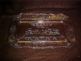 Tiara, Large Lords supper glass tray, pink, Indiana