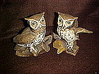 Homco bisque owl figurines, matched pair # 1114