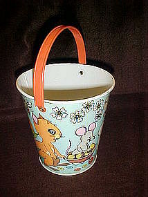 Chein vintage tin sand pail,  Easter parade of animals