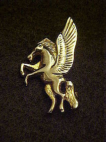 Vintage gold tone plated pegasus pin