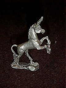 Miniature pewter unicorn figurine