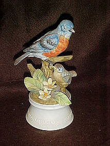 Eastern bluebird and baby bisque figurine, by Angeline