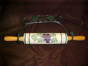 Crock shop, grape vines rolling pin and holder