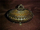 Fenton Colonial thumbprint covered candy dish, green